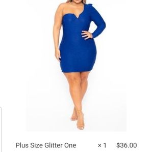 One Shoulder Blue Glitter Dress